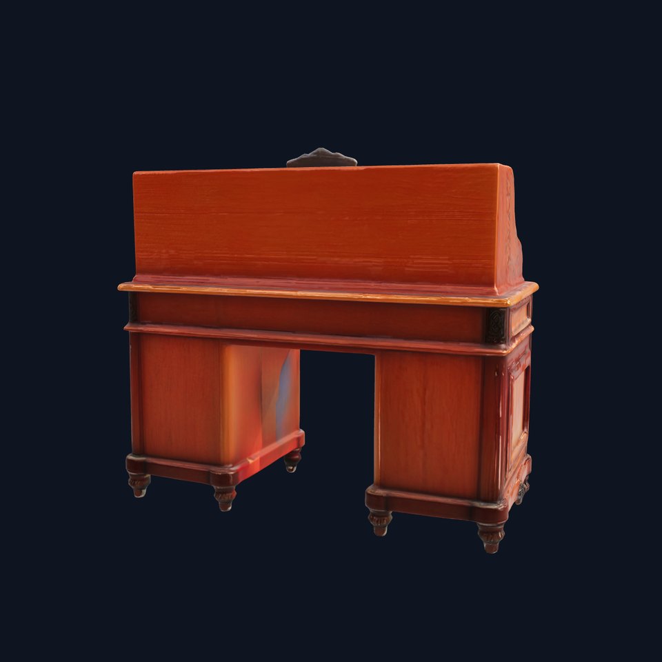 Antique Wooden Desk Model Pack with Detailed Carvings